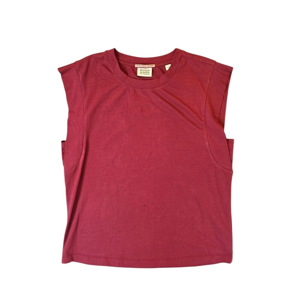 Scotch & Soda Women's Tank Large Wine Red Sleeveless Crewneck Bohemian Preppy